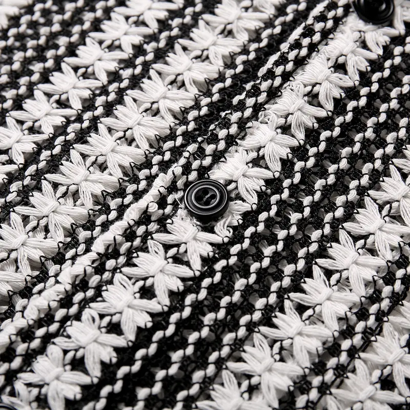 Men's Textured Knit Camp Collar Shirt