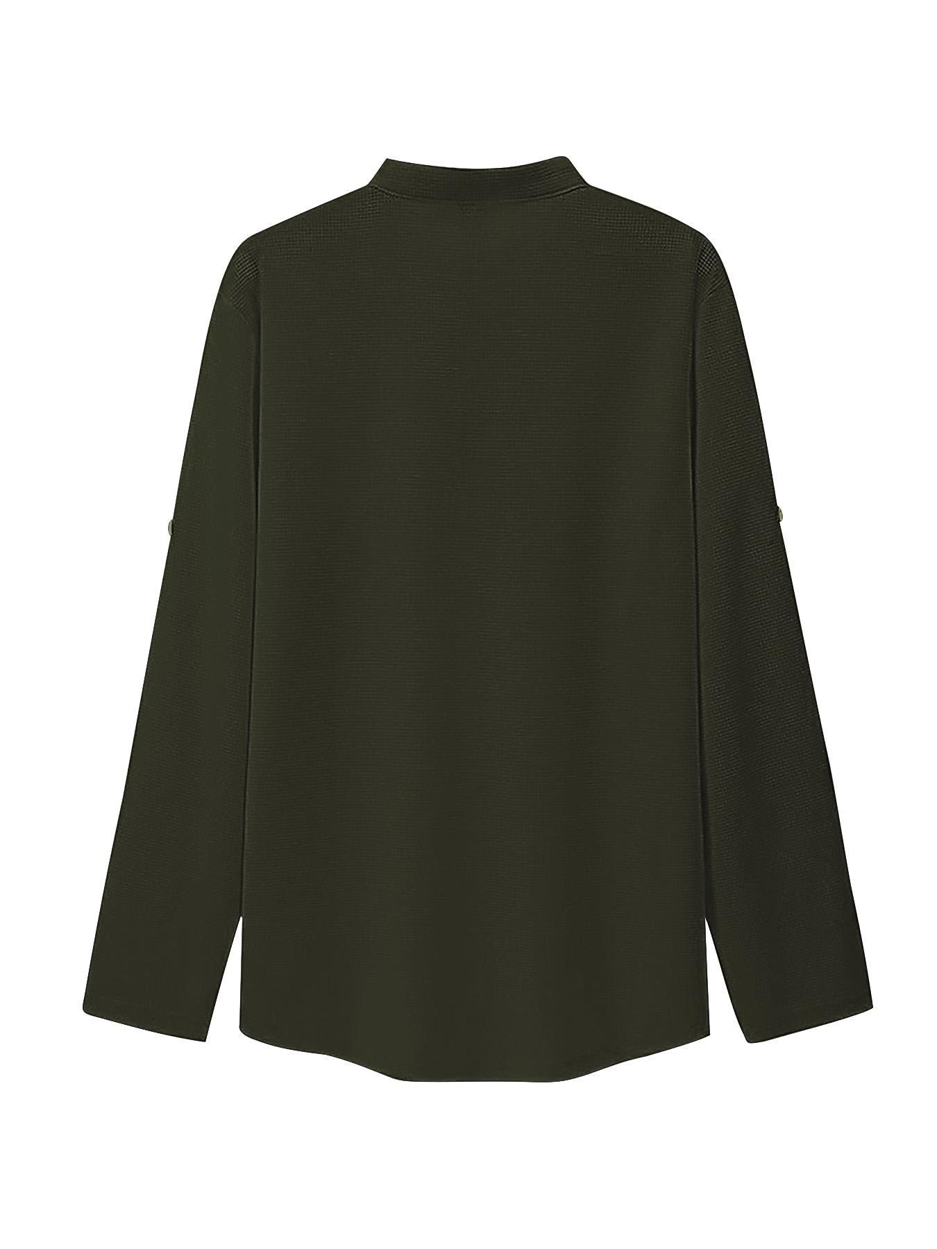 Men's Waffle Henley Roll-Sleeve Shirt