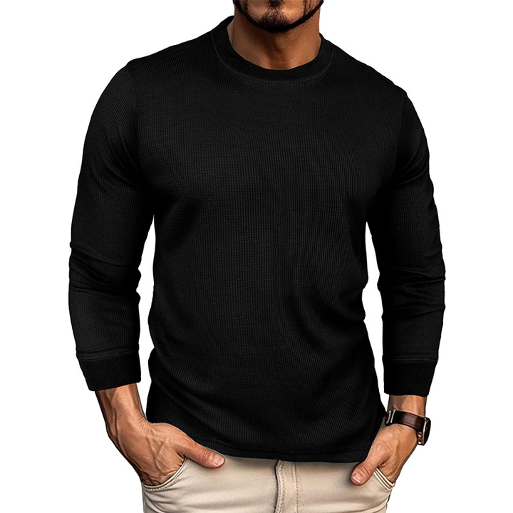 Textured Crewneck Long Sleeve Shirt