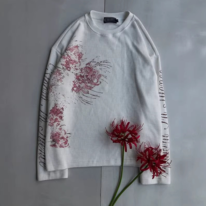 Floral Graphic Waffle Long Sleeve Tee