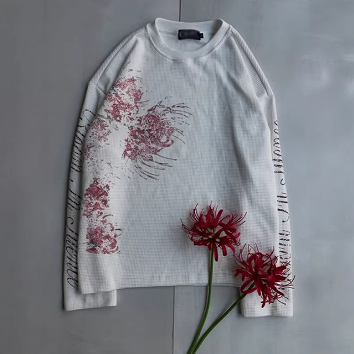 Floral Graphic Waffle Long Sleeve Tee