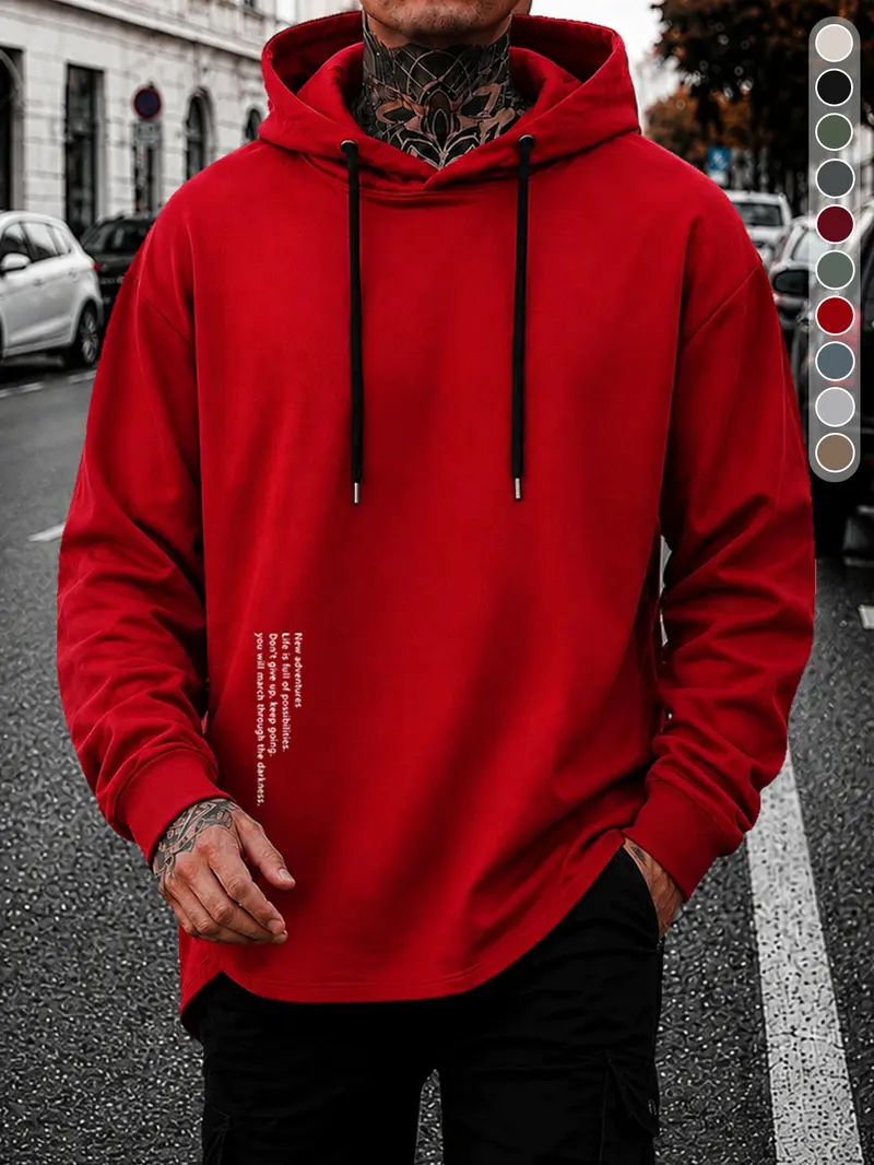 Men's Letter Print Knit Hoodie