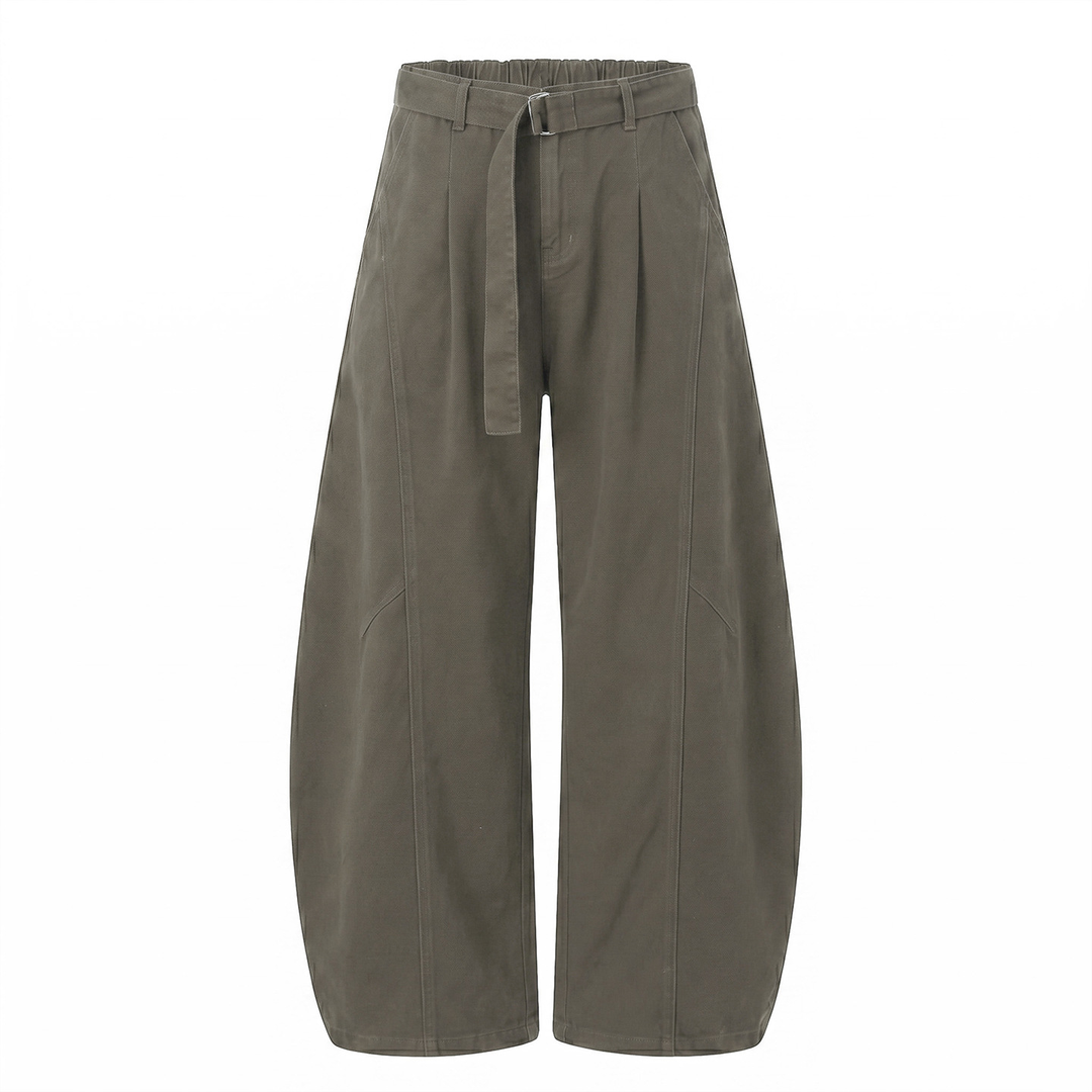 Wide Leg Belted Casual Pants
