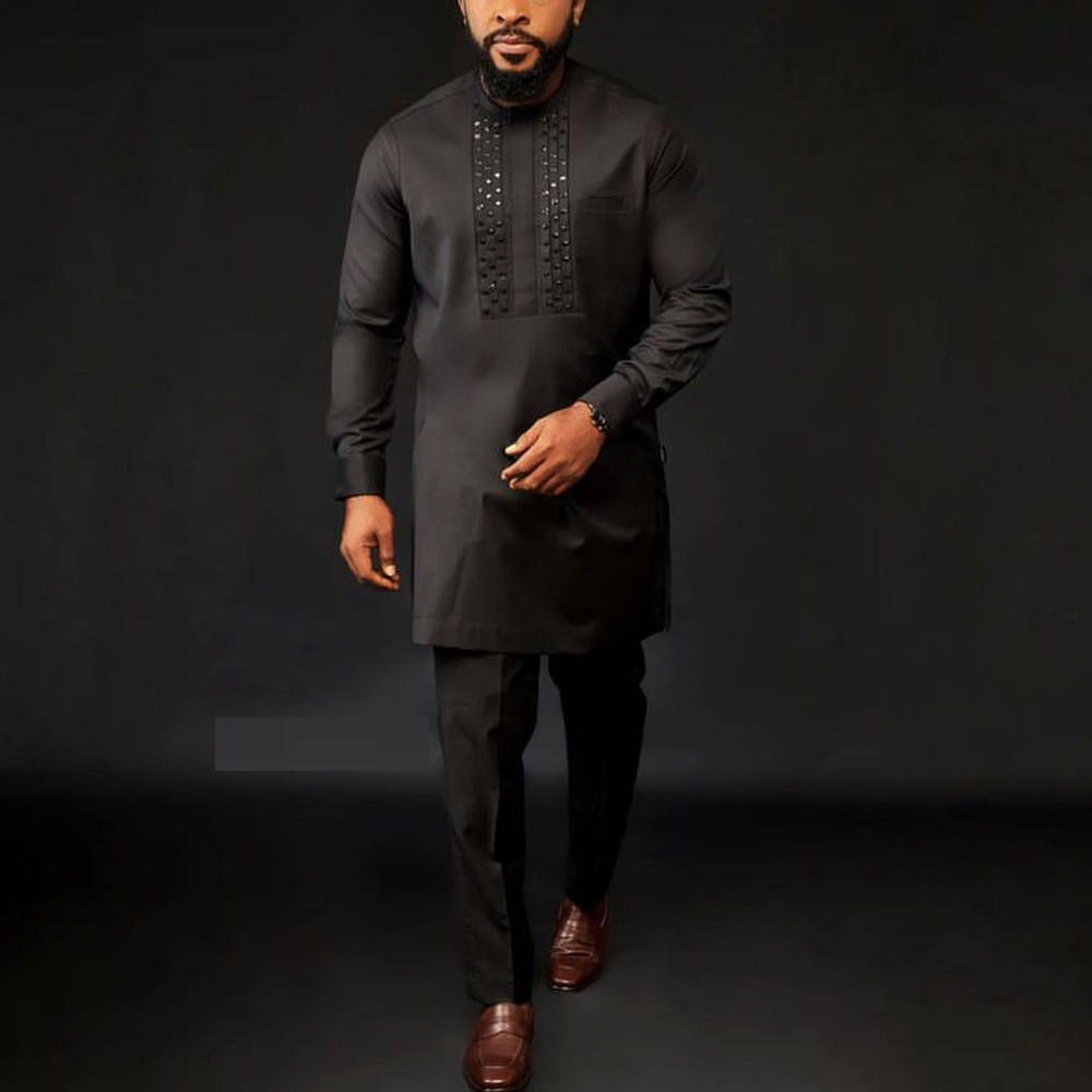Men's Embroidered Kaftan Pants Set