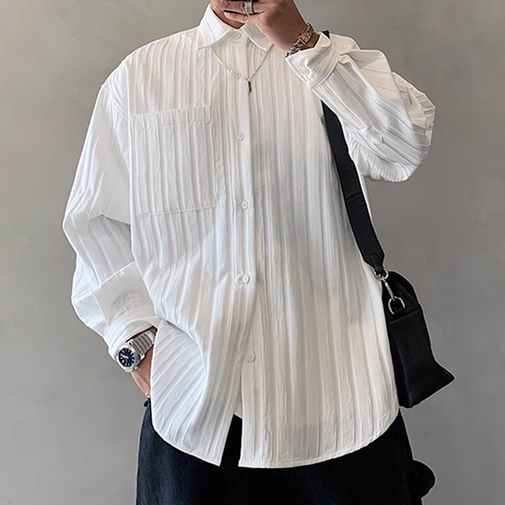 Textured Stripe Button-Up Shirt
