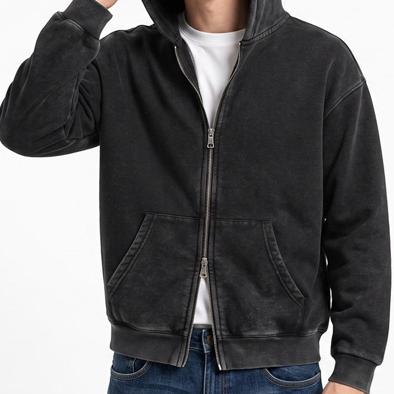 Vintage Washed Oversized Zip Hoodie