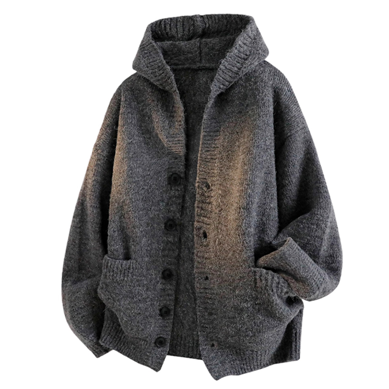 Hooded Knit Button Cardigan
