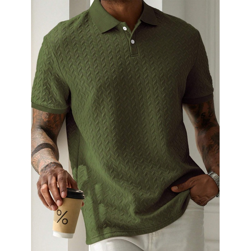 Textured Knit Stripe Polo Shirt