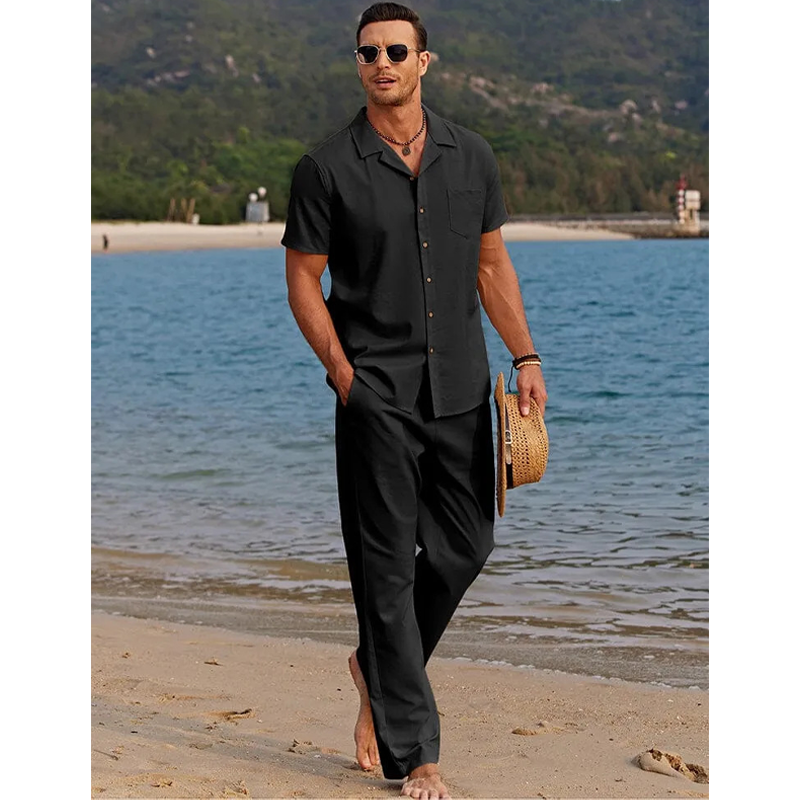 Casual Short Sleeve Shirt &amp; Pants Set