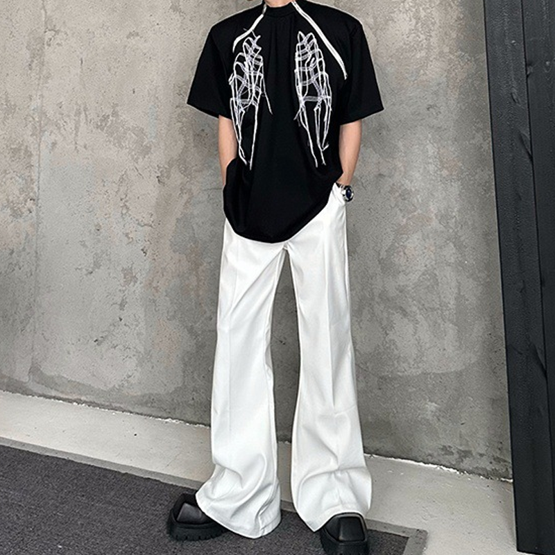 Solid Draped Wide-Leg Casual Pants