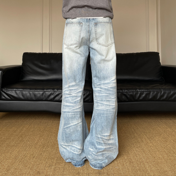 Light-Wash Baggy Wide-Leg Jeans