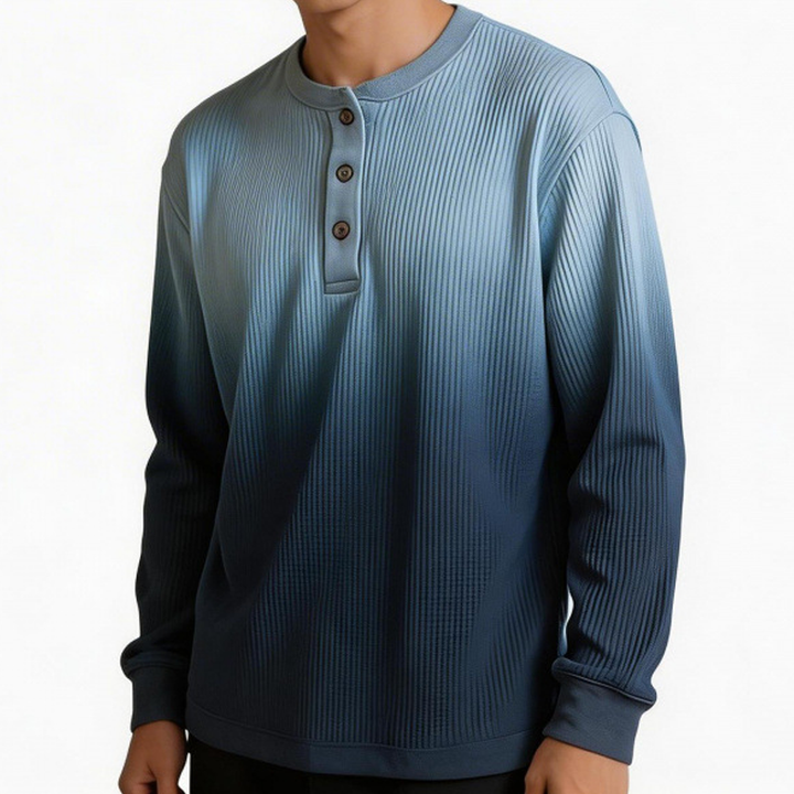 Textured Henley Long-Sleeve Top