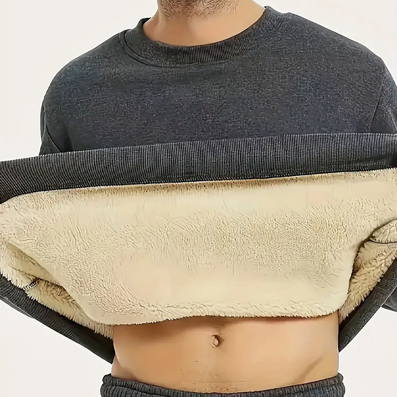 Fleece-Lined Crewneck Long Sleeve Top