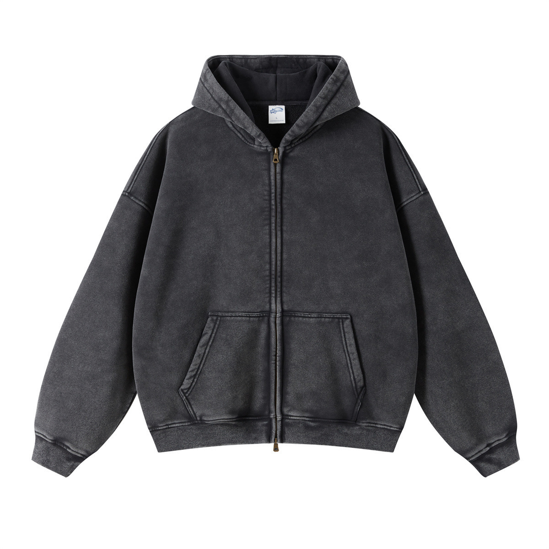 Vintage Washed Oversized Zip Hoodie