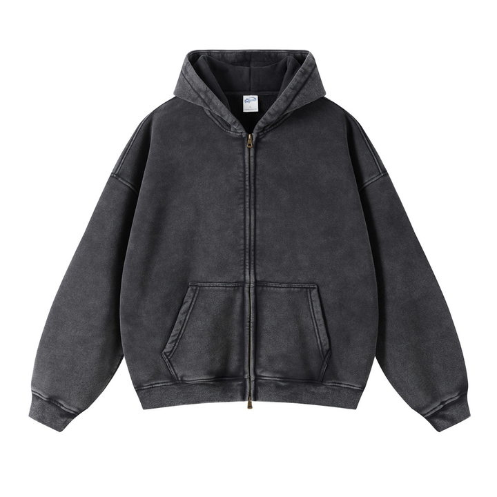 Vintage Washed Oversized Zip Hoodie