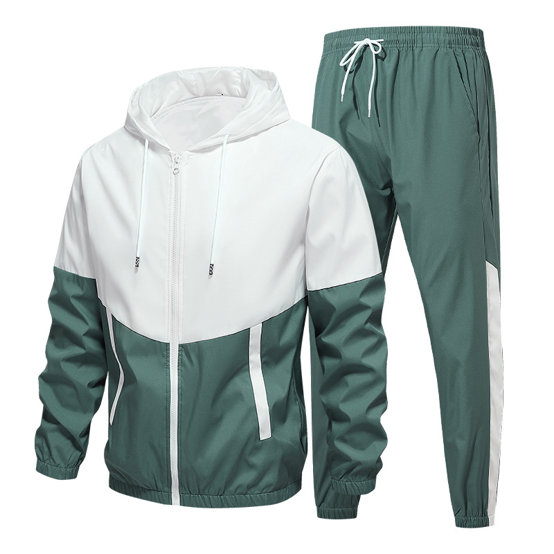 Color Block Hooded Tracksuit Set