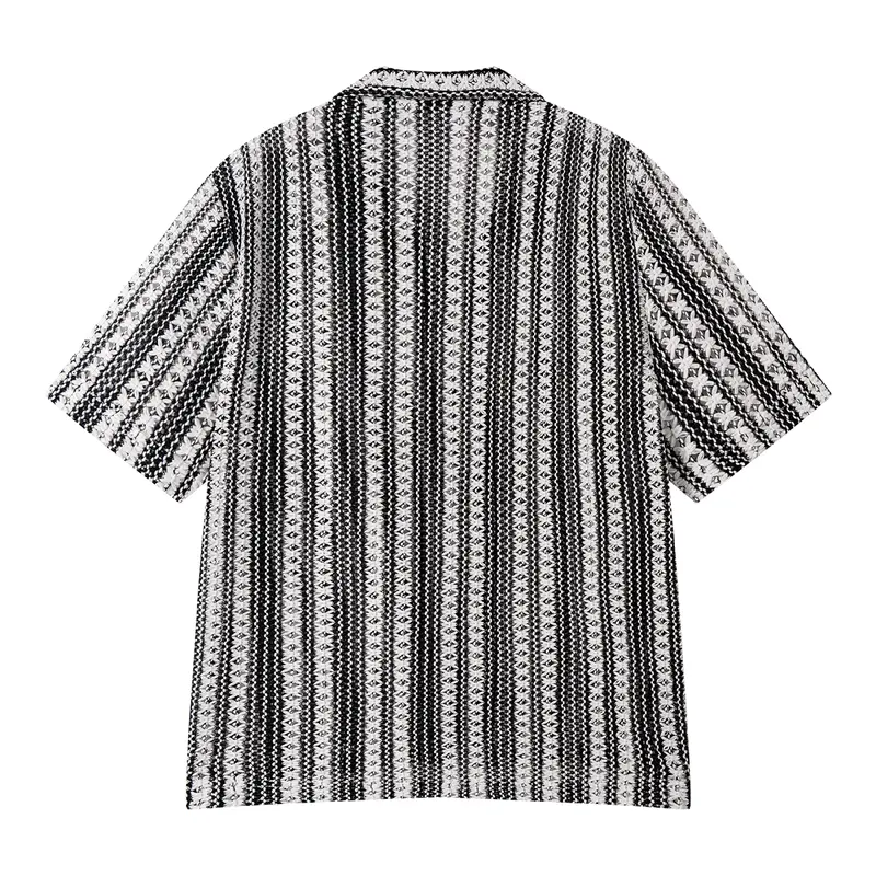 Men's Textured Knit Camp Collar Shirt