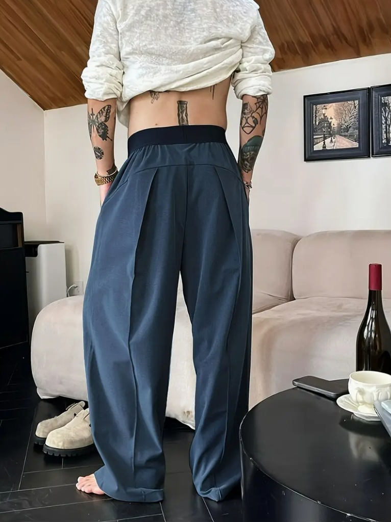 Men's Draped Wide-Leg Casual Pants