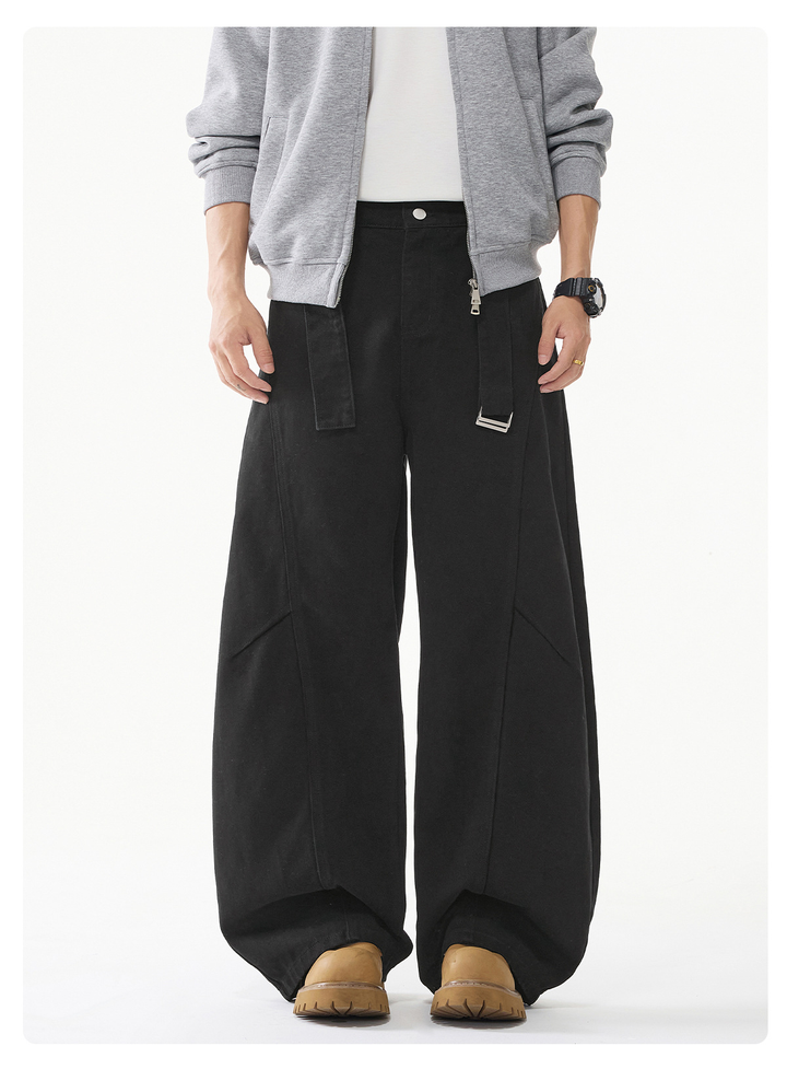 Wide Leg Belted Casual Pants