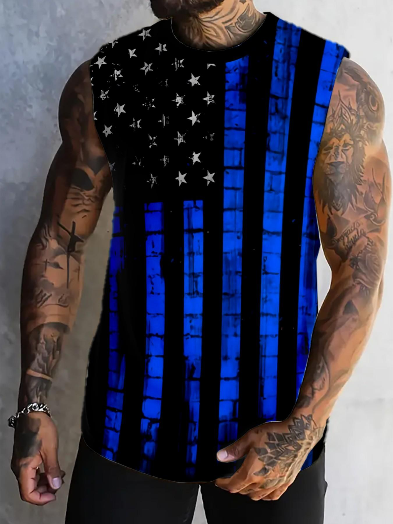 Men's 3D Flag Print Sleeveless Tank
