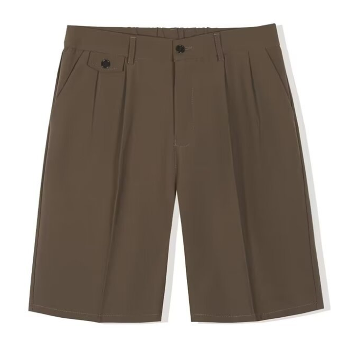 Pleated Tailored Knee-Length Shorts