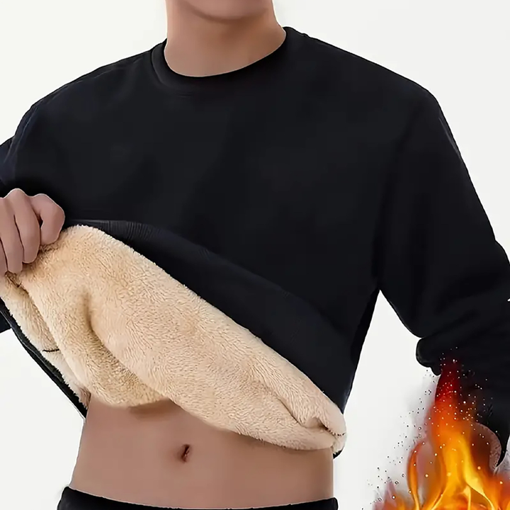 Fleece-Lined Crewneck Long Sleeve Top