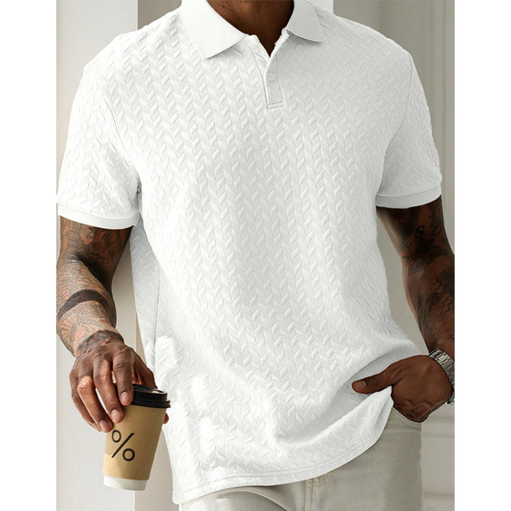 Textured Knit Stripe Polo Shirt