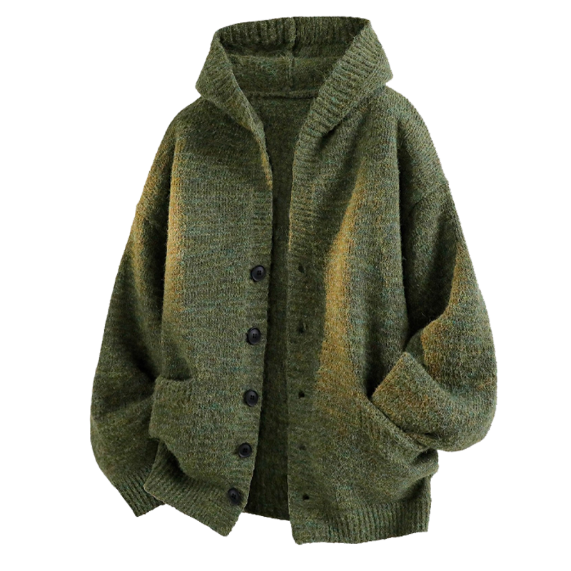 Hooded Knit Button Cardigan