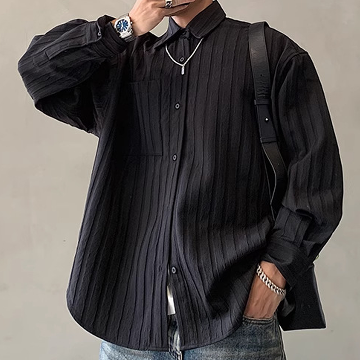 Textured Stripe Button-Up Shirt