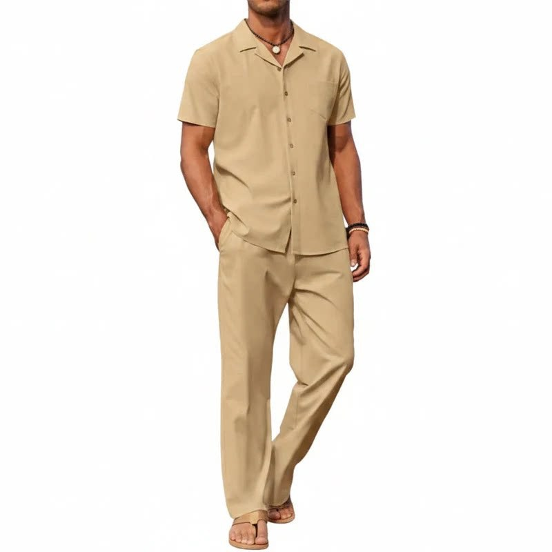 Casual Short Sleeve Shirt &amp; Pants Set