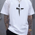 Men's Distressed Cross Print Cotton Tee