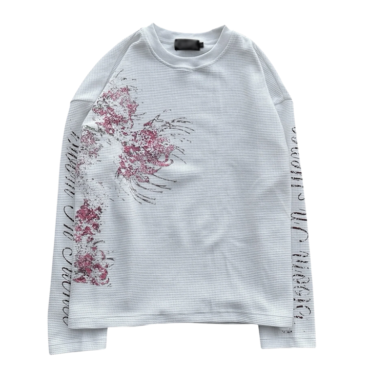 Floral Graphic Waffle Long Sleeve Tee