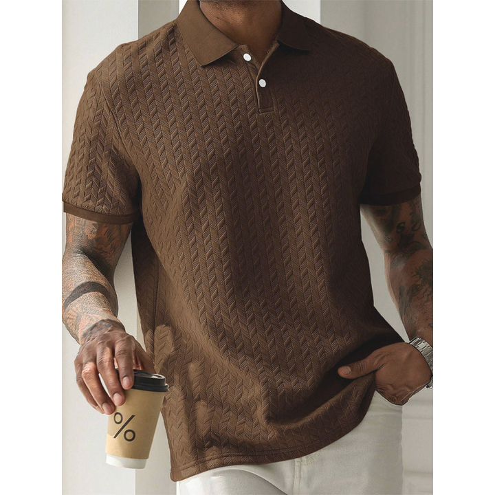 Textured Knit Stripe Polo Shirt