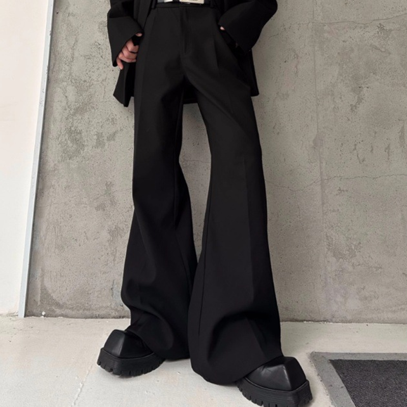 Solid Draped Wide-Leg Casual Pants