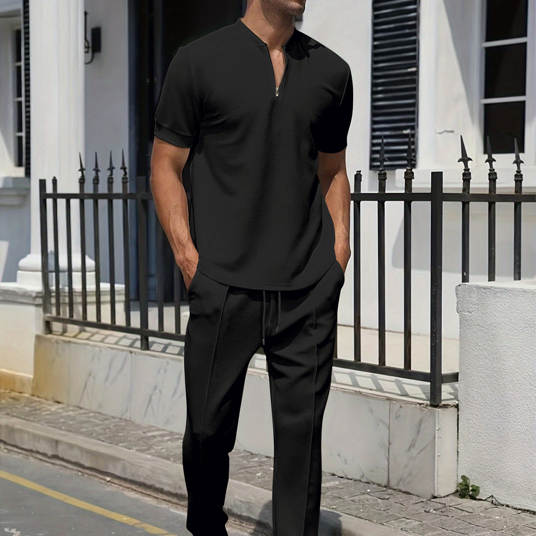 Zip Henley Shirt &amp; Pants Set