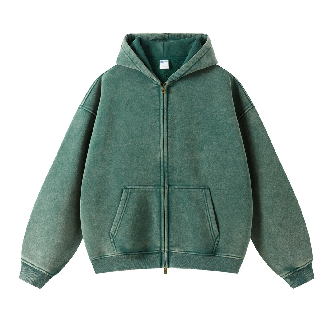 Vintage Washed Oversized Zip Hoodie