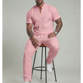 Men's Textured Tee & Drawstring Pants Set