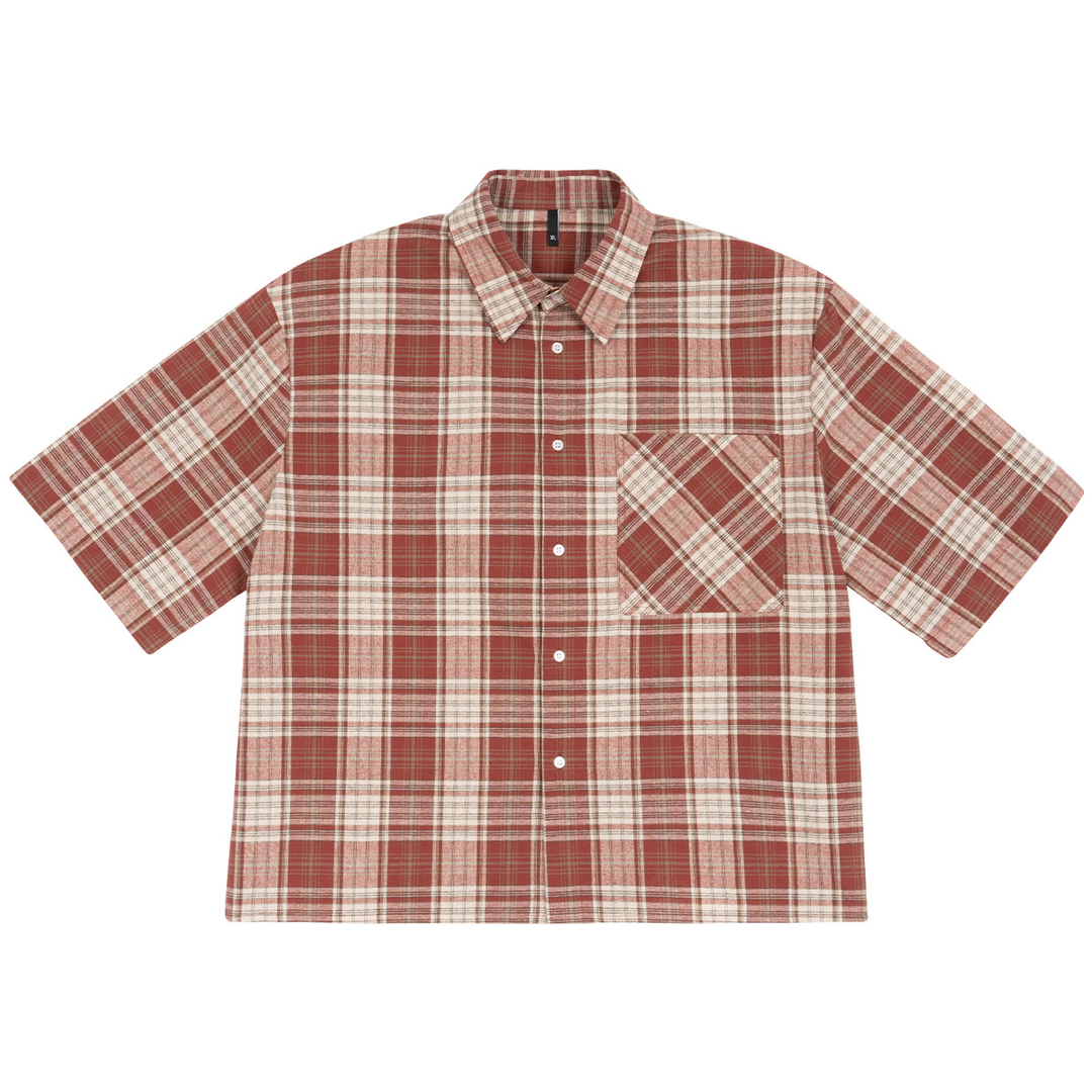 Plaid Boxy Crop Button Shirt