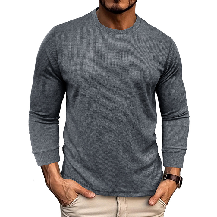 Textured Crewneck Long Sleeve Shirt