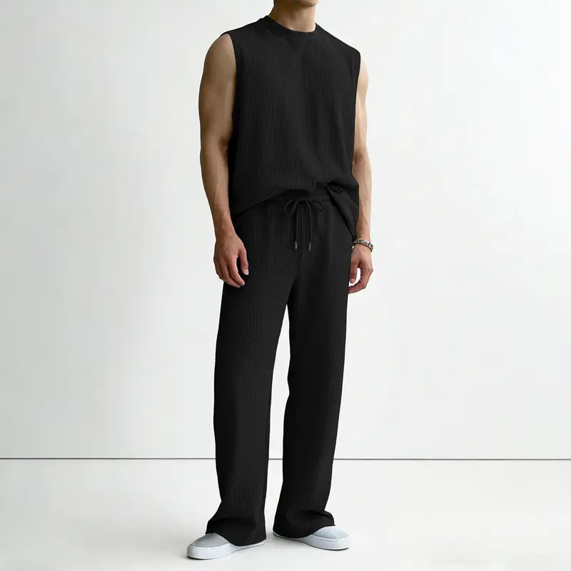 Men's Rib Knit Tank Top & Pants Set