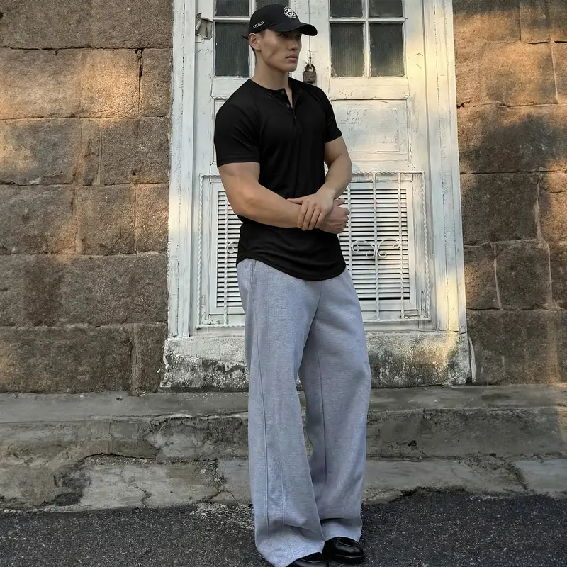 Men's Slim Fit Button Henley Tee