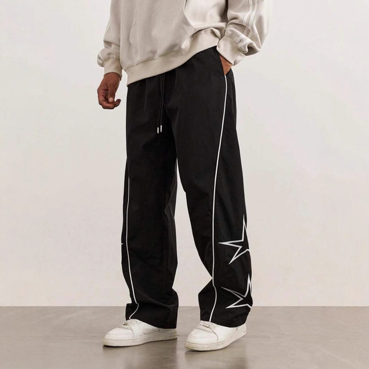 Star Print White-Line Jogger Pants