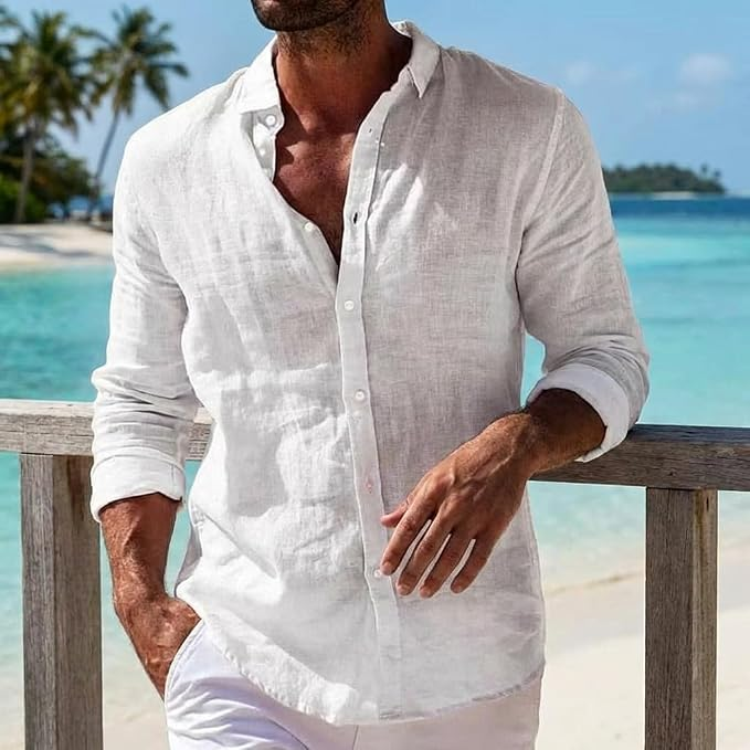 Relaxed Linen-Look Button-Up Shirt