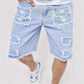Men's Distressed Raw-Hem Denim Shorts