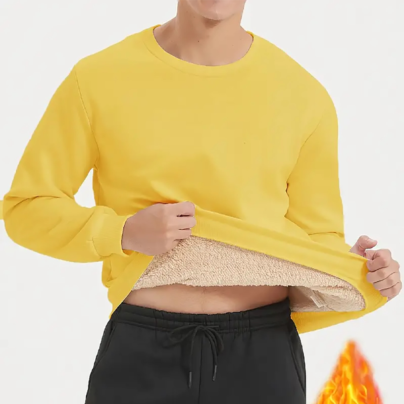 Fleece-Lined Crewneck Long Sleeve Top