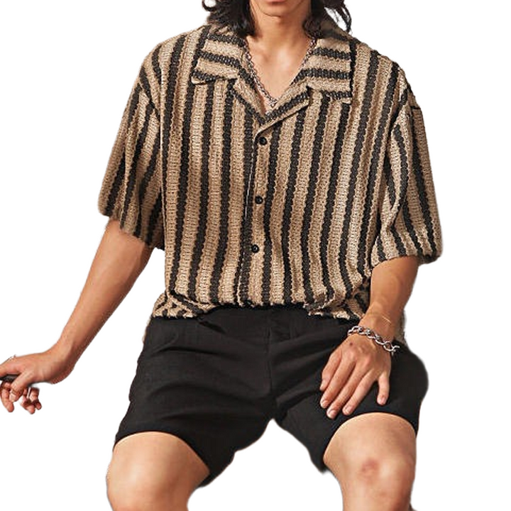 Textured Short Sleeve Button-Up Shirt