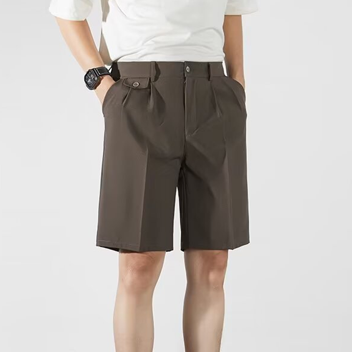 Pleated Tailored Knee-Length Shorts