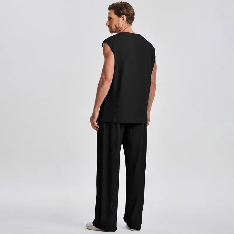 Men's Rib Knit Tank Top & Pants Set