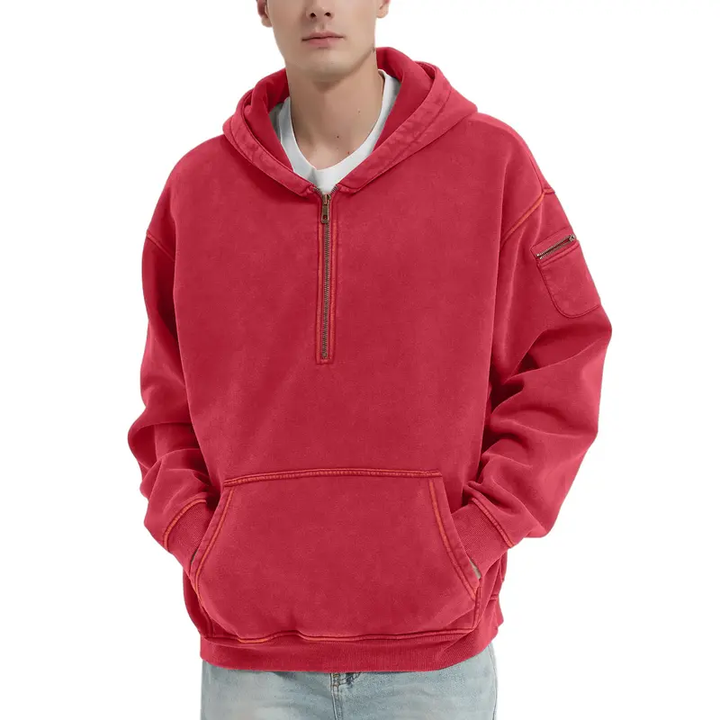 Vintage Half-Zip Hooded Pullover
