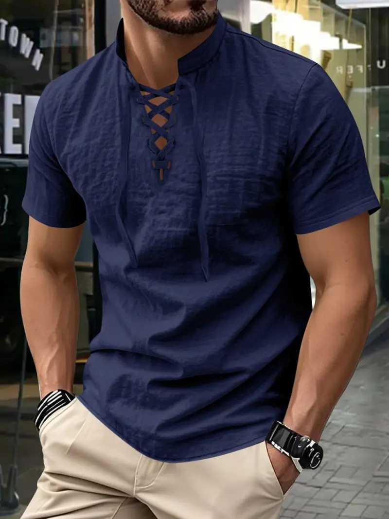 Men's Linen Stand Collar Casual Shirt